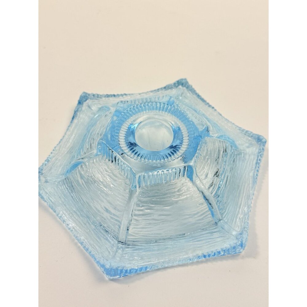 Taper Candle Holder LE Smith Pagoda Light Ice Blue Textured Glass Candleholder - Picture 5 of 16